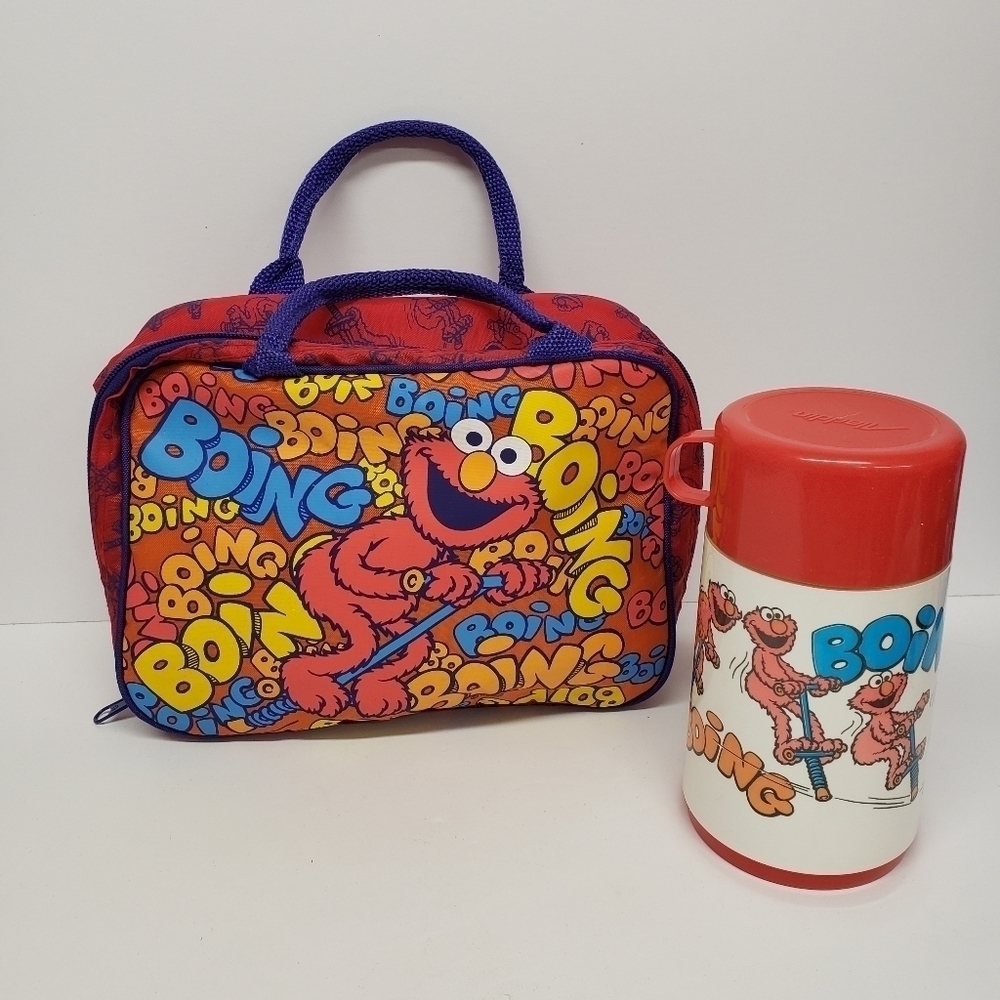 Aladdin Elmo Zippered Lunch Bag and Thermos 1994 Vintage Sesame Street